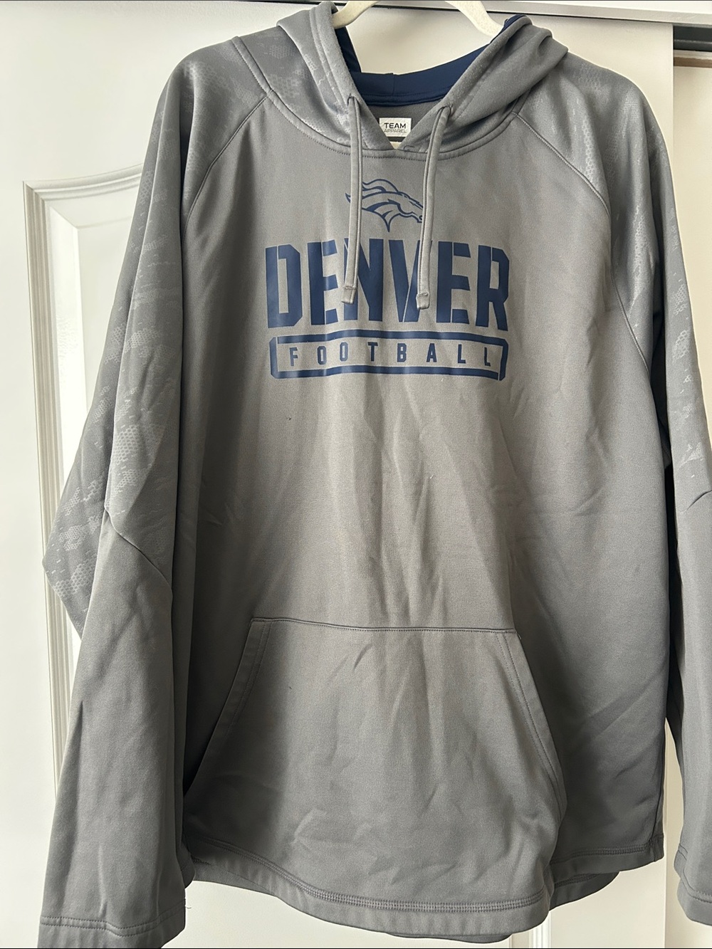 Denver Football Gray Pullover Hoodie with Navy Logo